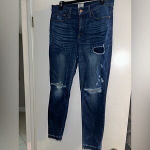 J. Crew Dark Blue Distressed Skinny Jeans